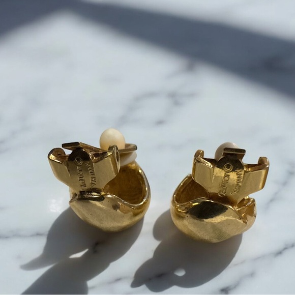 Vintage Christian Dior Gold-Tone Domed Clip-On Earrings - Picture 3 of 6